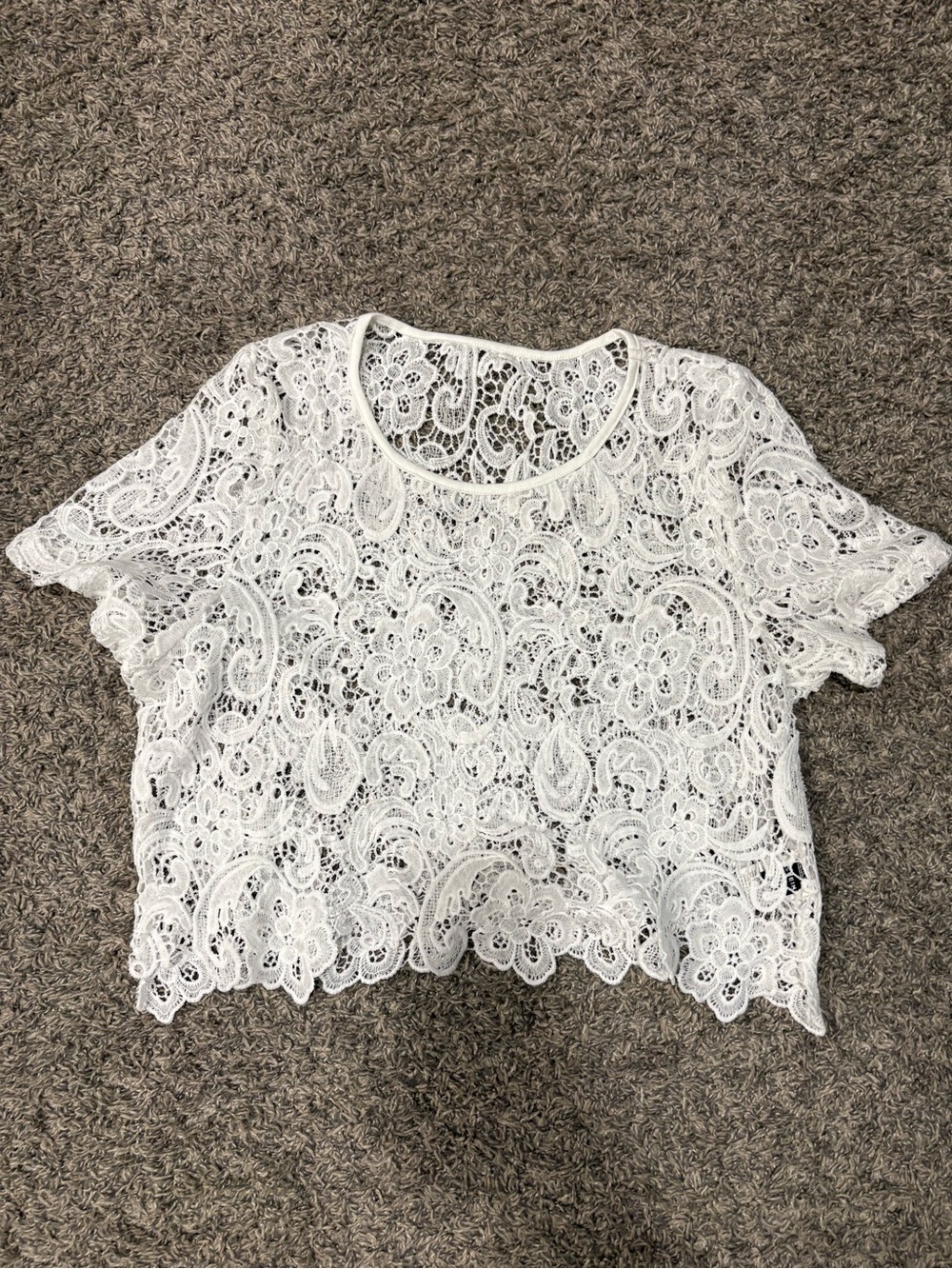 White Crochet Lace Crop Top